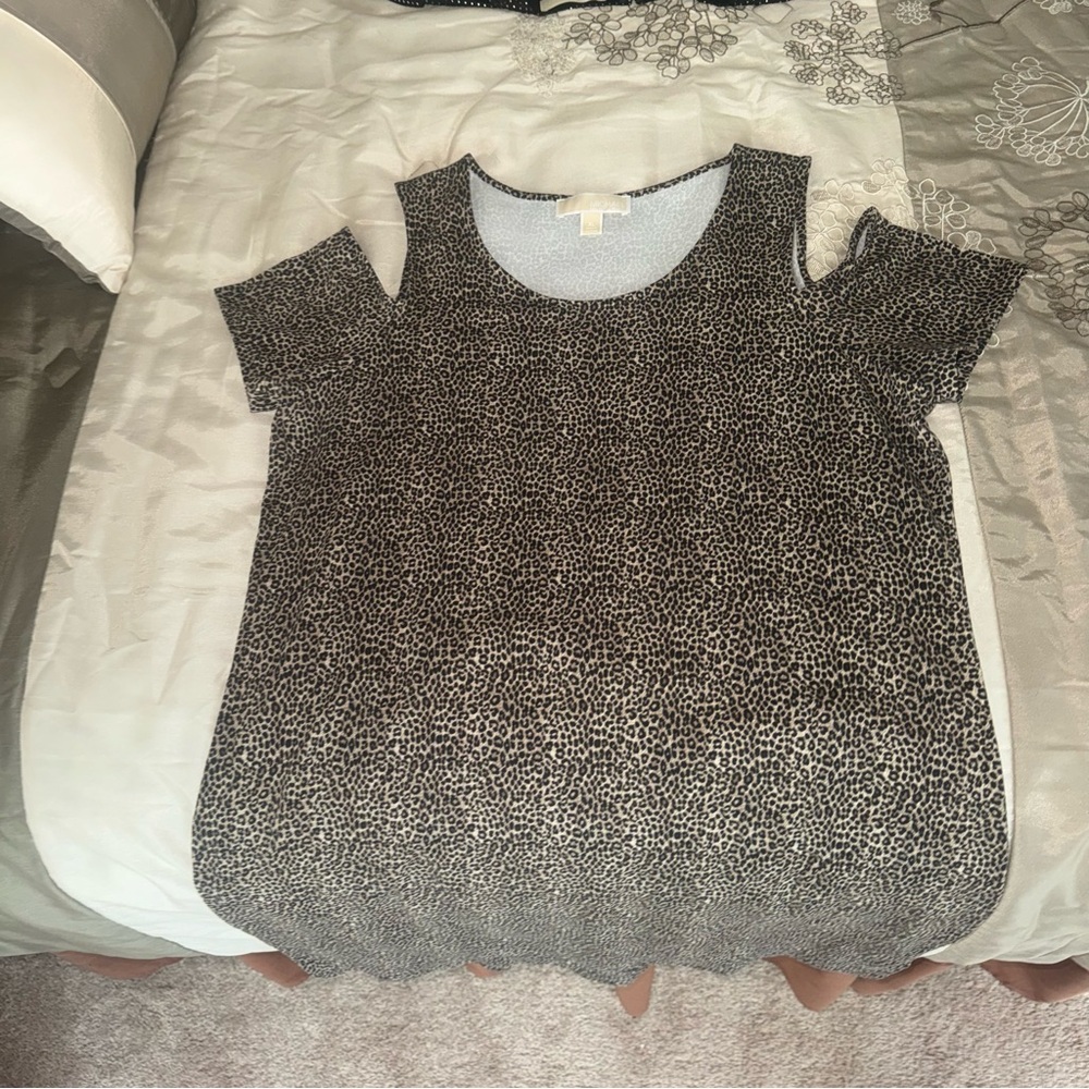 Michael Kors Women’s Cold-Shoulder Leopard Tunic - Brown/Black